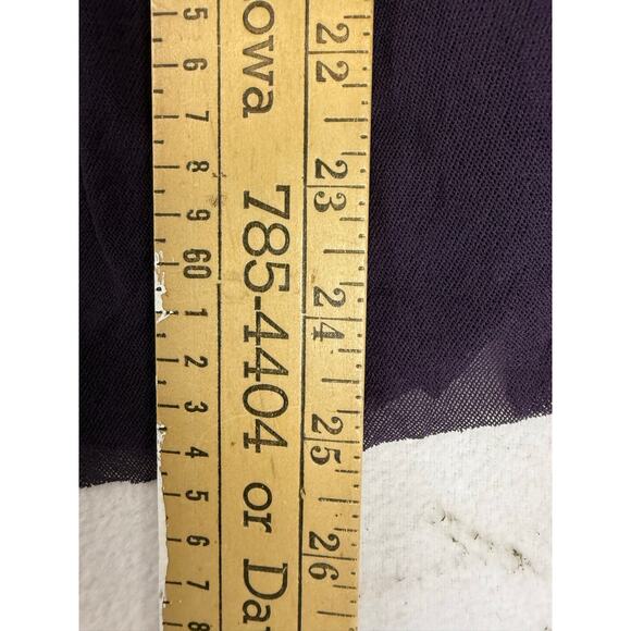 Limited Y2K Mesh Cap Sleeve Top Purple Drape Neck Sheer Stretch Blouse festival - Picture 10 of 10